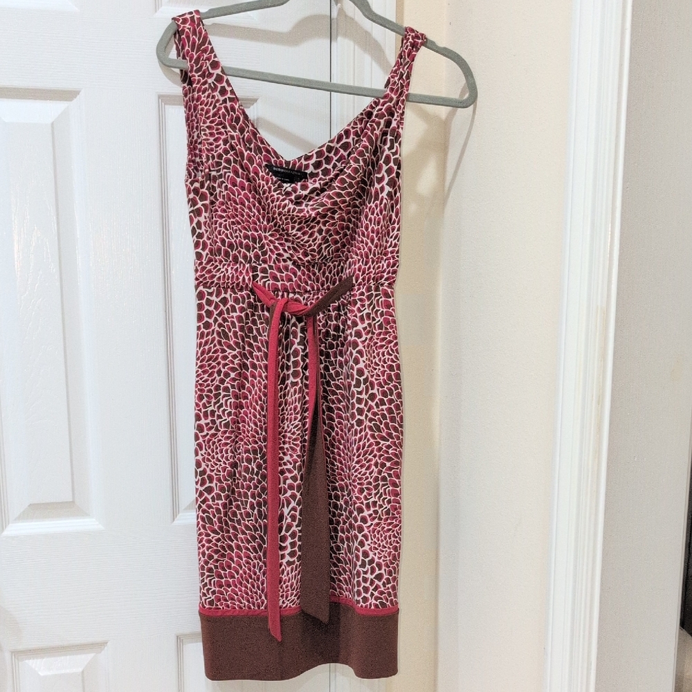 BCBGMaxAzria Pink and Brown Patterned Dress Size Small
